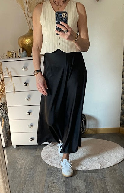JUPE SATIN LONGUE NOIRE   36/42