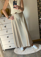 JUPE SATIN LONGUE TAUPE  36/42