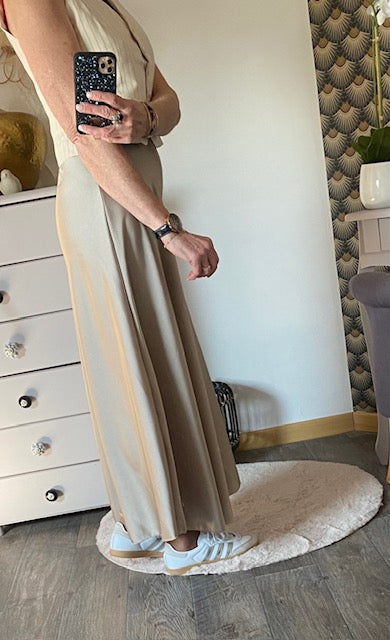 JUPE SATIN LONGUE TAUPE  36/42