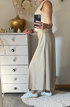 JUPE SATIN LONGUE TAUPE  36/42