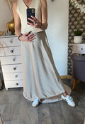 JUPE SATIN LONGUE TAUPE  36/42
