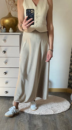 JUPE SATIN LONGUE TAUPE  36/42