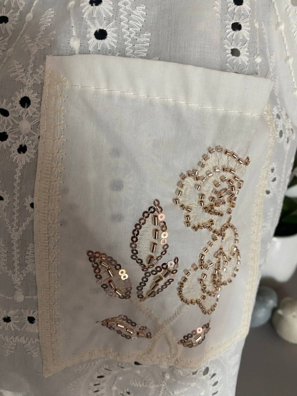 BLOUSE ZETA OTTO BRODERIE  FEUILLE  TU 36/42