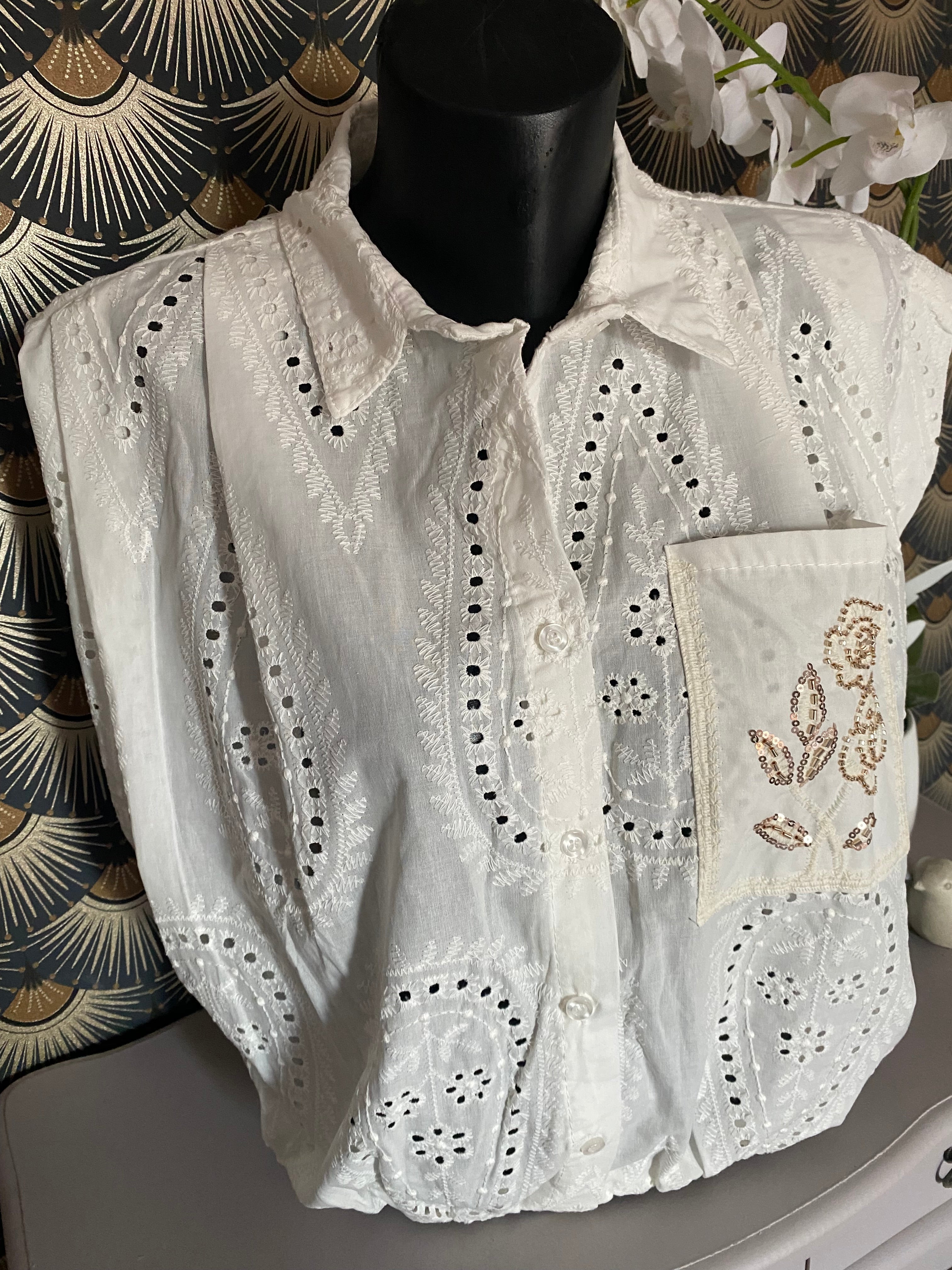 BLOUSE ZETA OTTO BRODERIE  FEUILLE  TU 36/42