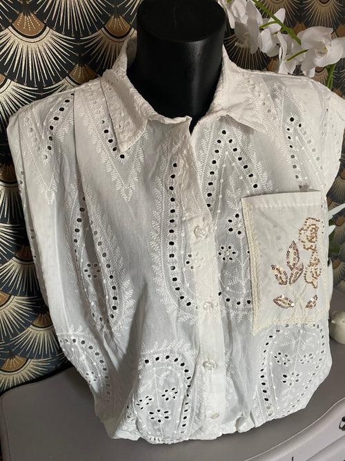 BLOUSE ZETA OTTO BRODERIE  FEUILLE  TU 36/42
