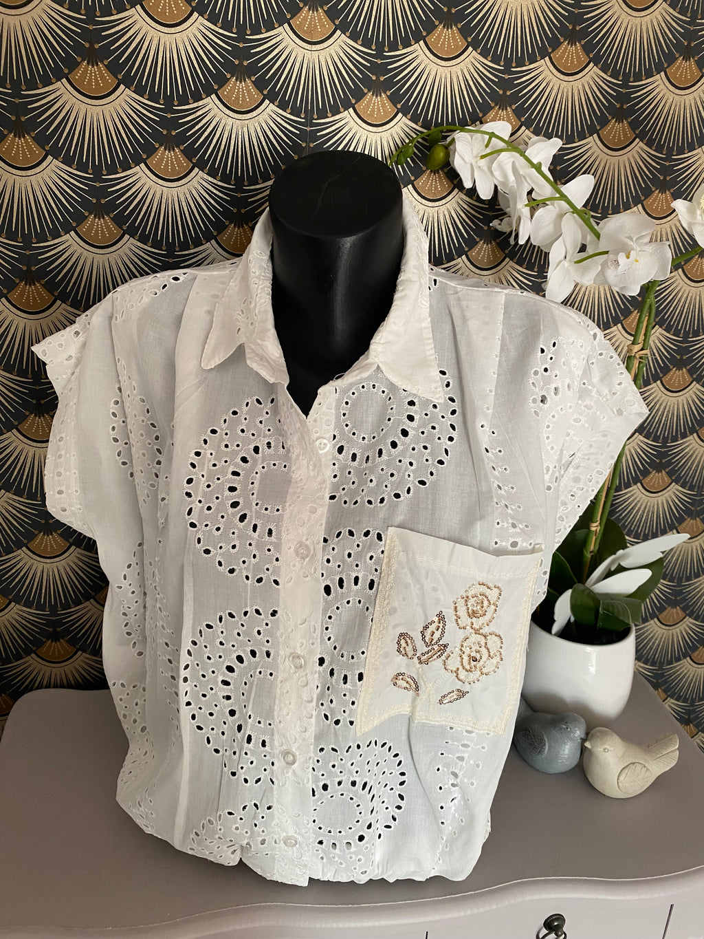 BLOUSE ZETA OTTO BRODERIE ROND  TU 36/42