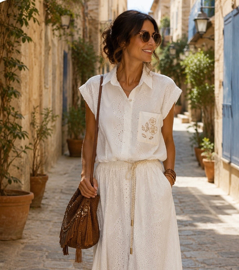 BLOUSE ZETA OTTO BRODERIE ROND  TU 36/42