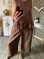 ENSEMBLE PANTACOURT ET TOP  CHOCO TU 36/46