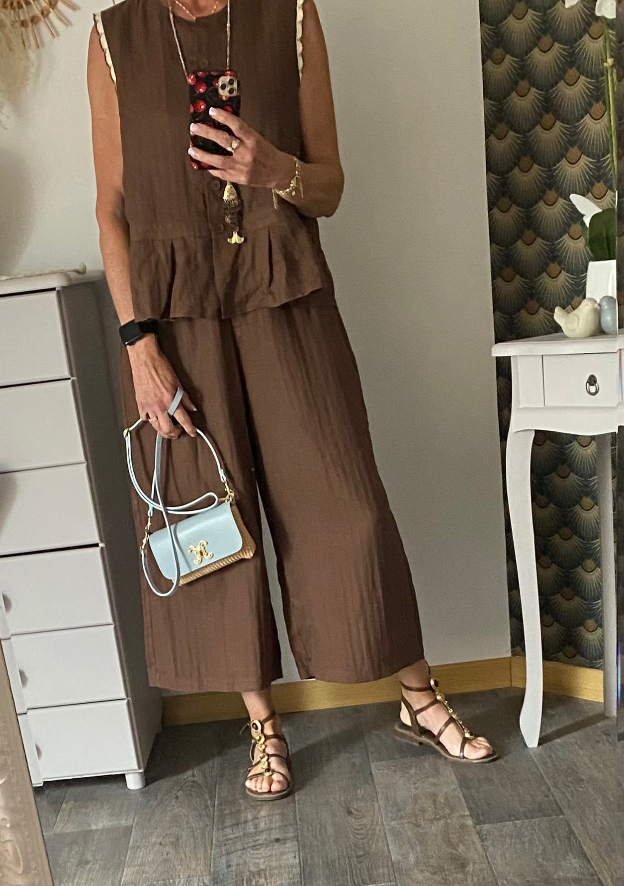 ENSEMBLE PANTACOURT ET TOP  CHOCO TU 36/46