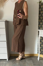 ENSEMBLE PANTACOURT ET TOP  CHOCO TU 36/46