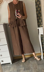 ENSEMBLE PANTACOURT ET TOP  CHOCO TU 36/46