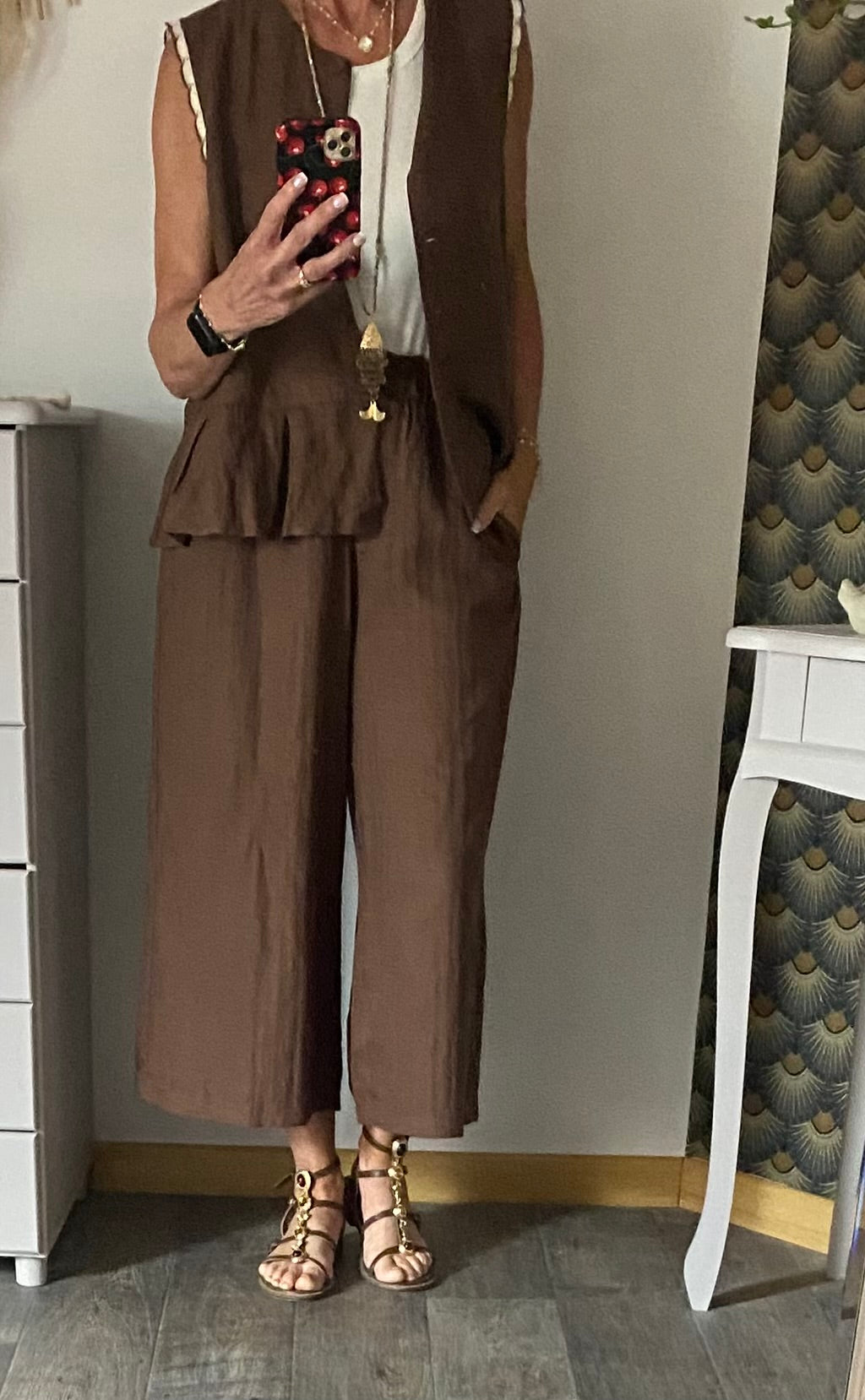 ENSEMBLE PANTACOURT ET TOP  CHOCO TU 36/46