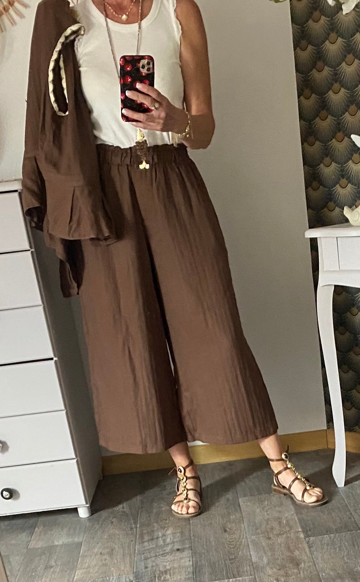 ENSEMBLE PANTACOURT ET TOP  CHOCO TU 36/46