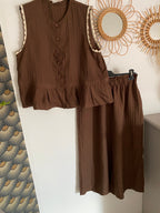 ENSEMBLE PANTACOURT ET TOP  CHOCO TU 36/46