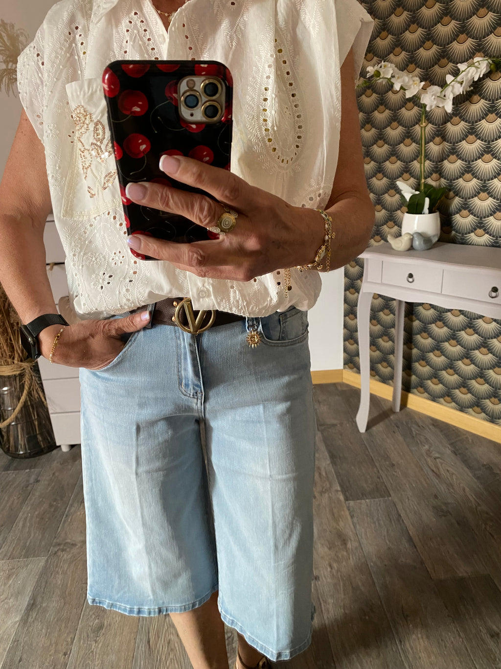 BLOUSE ZETA OTTO BRODERIE  FEUILLE  TU 36/42