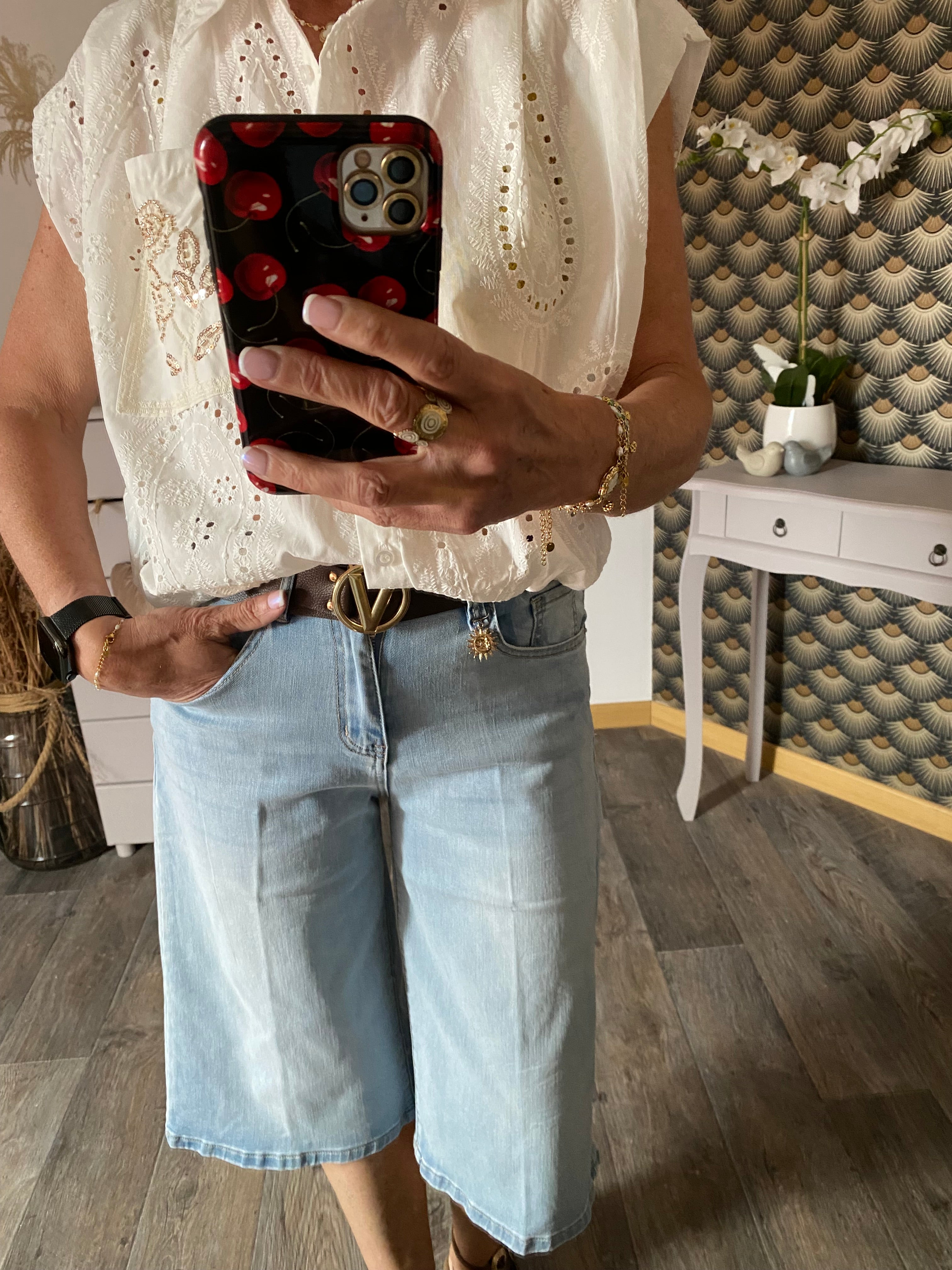 BLOUSE ZETA OTTO BRODERIE  FEUILLE  TU 36/42