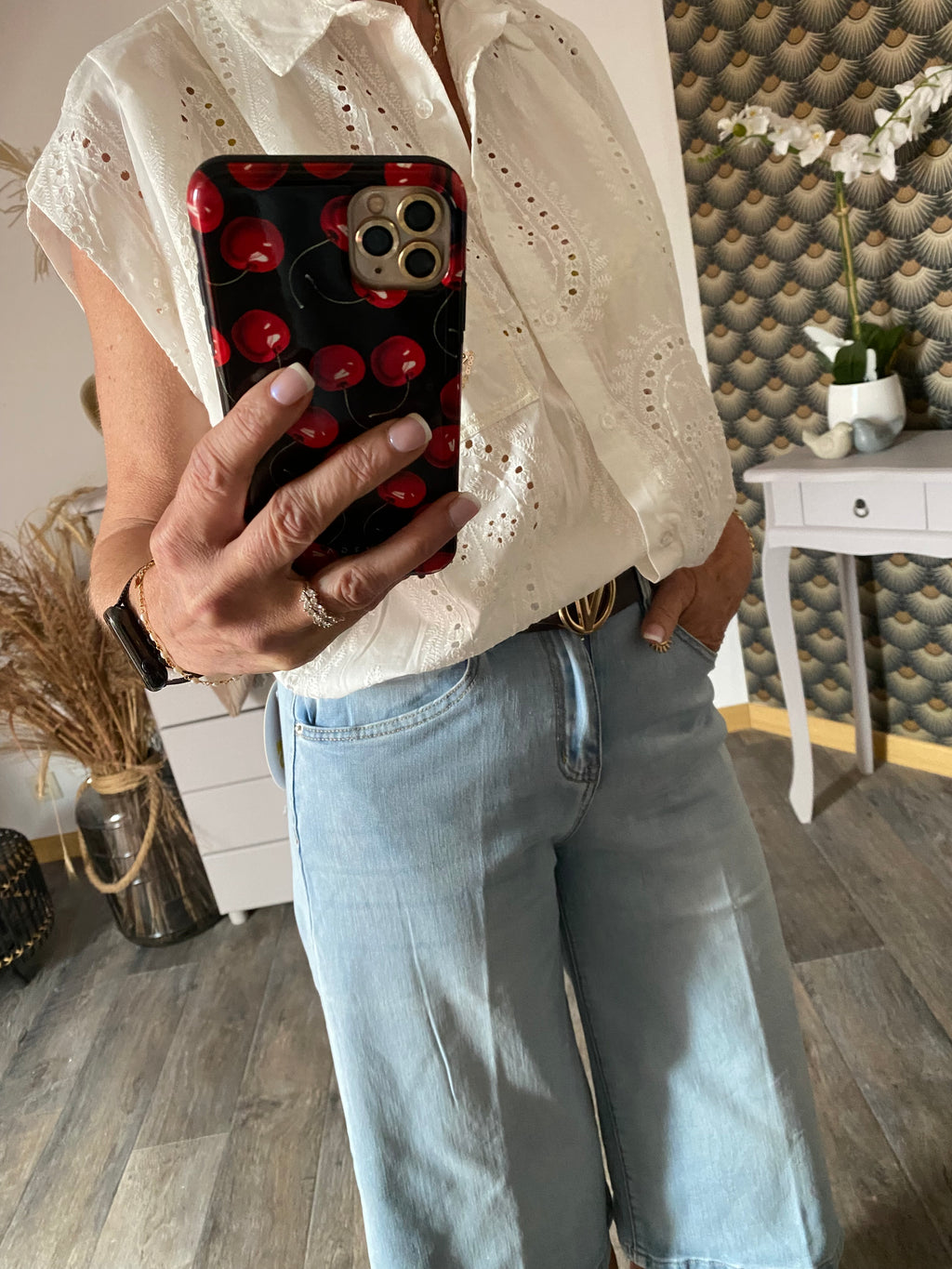 BLOUSE ZETA OTTO BRODERIE  FEUILLE  TU 36/42