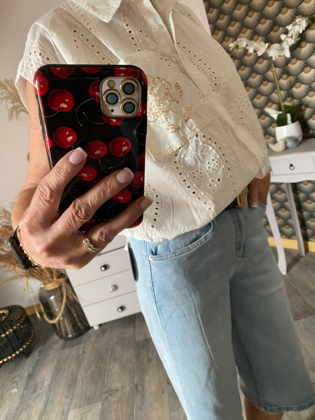 BLOUSE ZETA OTTO BRODERIE  FEUILLE  TU 36/42