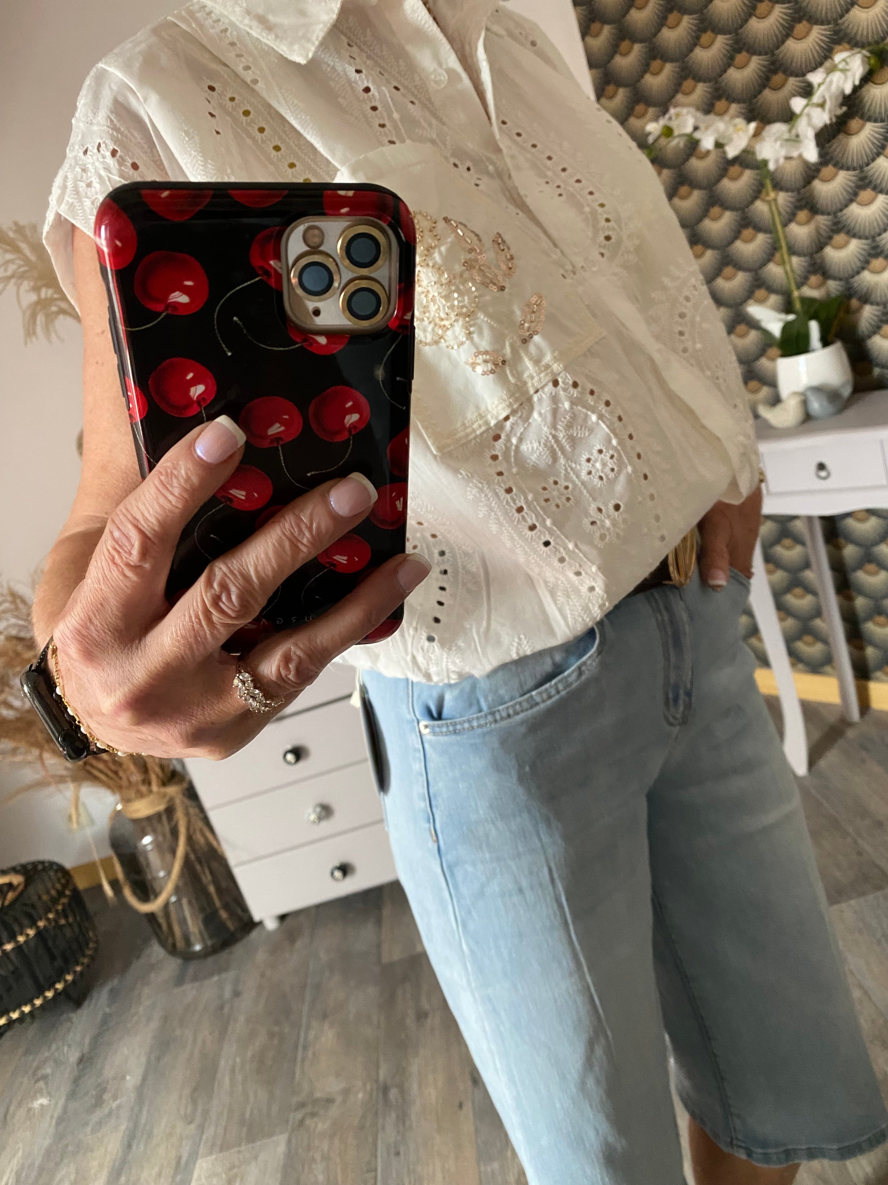 BLOUSE ZETA OTTO BRODERIE  FEUILLE  TU 36/42