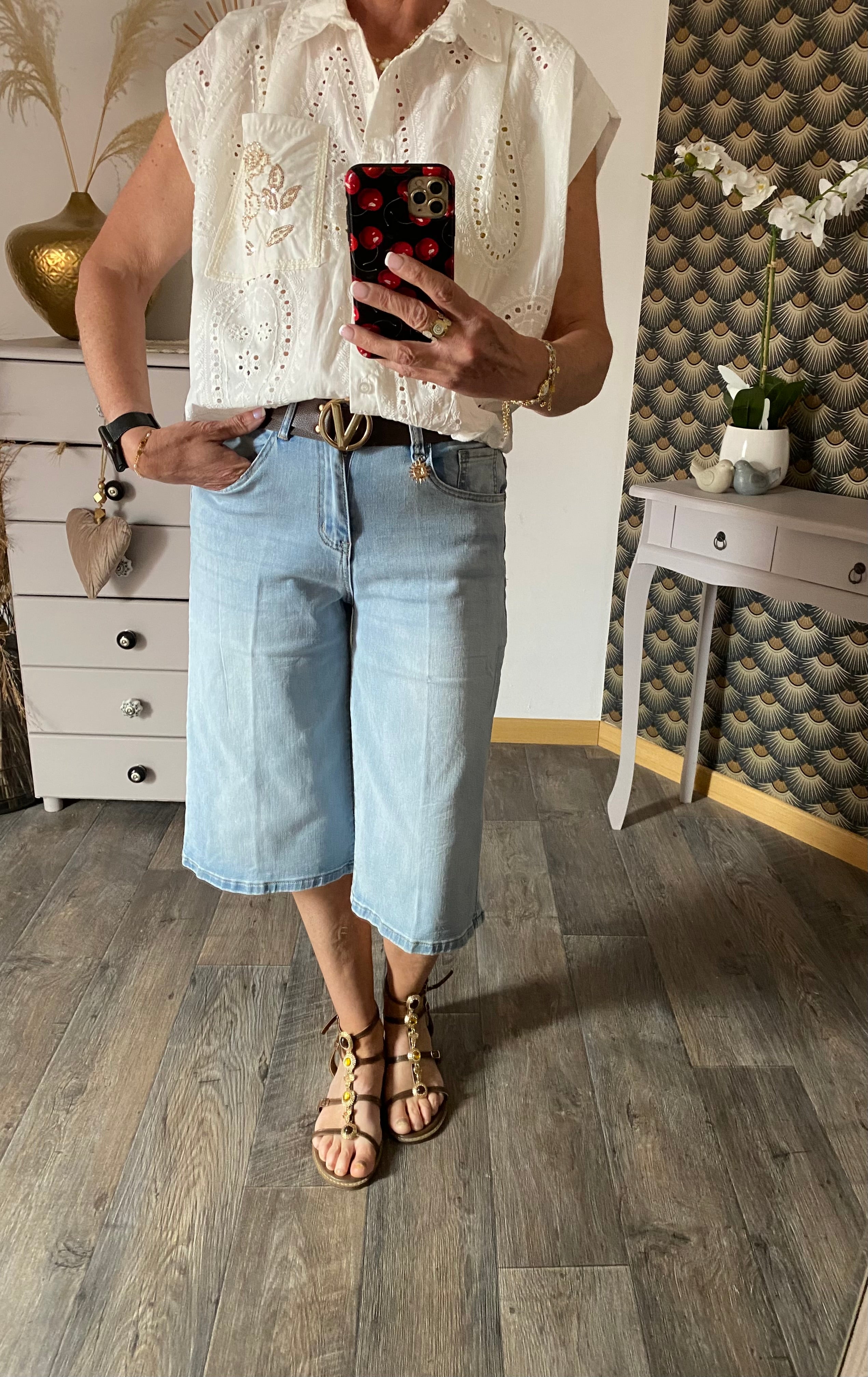 BLOUSE ZETA OTTO BRODERIE  FEUILLE  TU 36/42