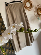 JUPE SATIN LONGUE TAUPE  36/42