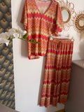 ENSEMBLE PANTALON ET TOP LUREX  FUSHIA  TU 38/48