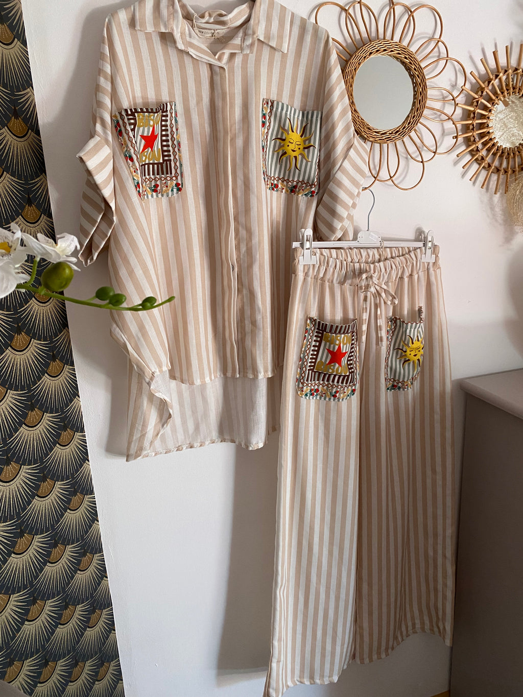 ENSEMBLE PANTALON ET CHEMISE BISOU BEIGE TU 36/44
