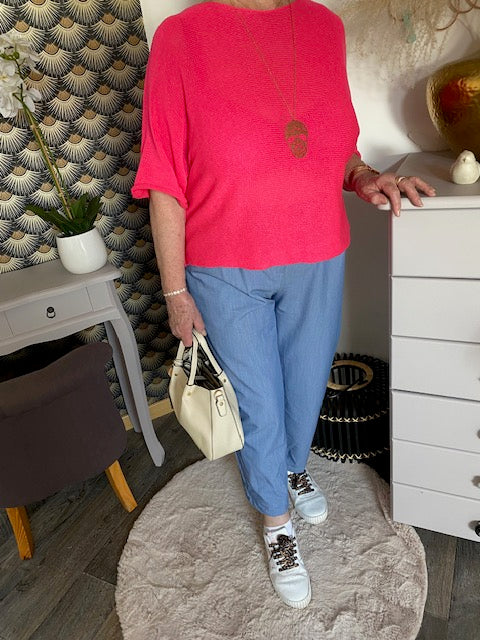 PANTALON AMANDA BLEU JEAN   TAILLE UNIQUE  40/44