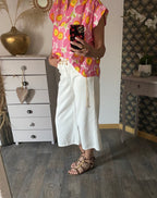 BLOUSE FLORAL JAUNE   TU 36/46