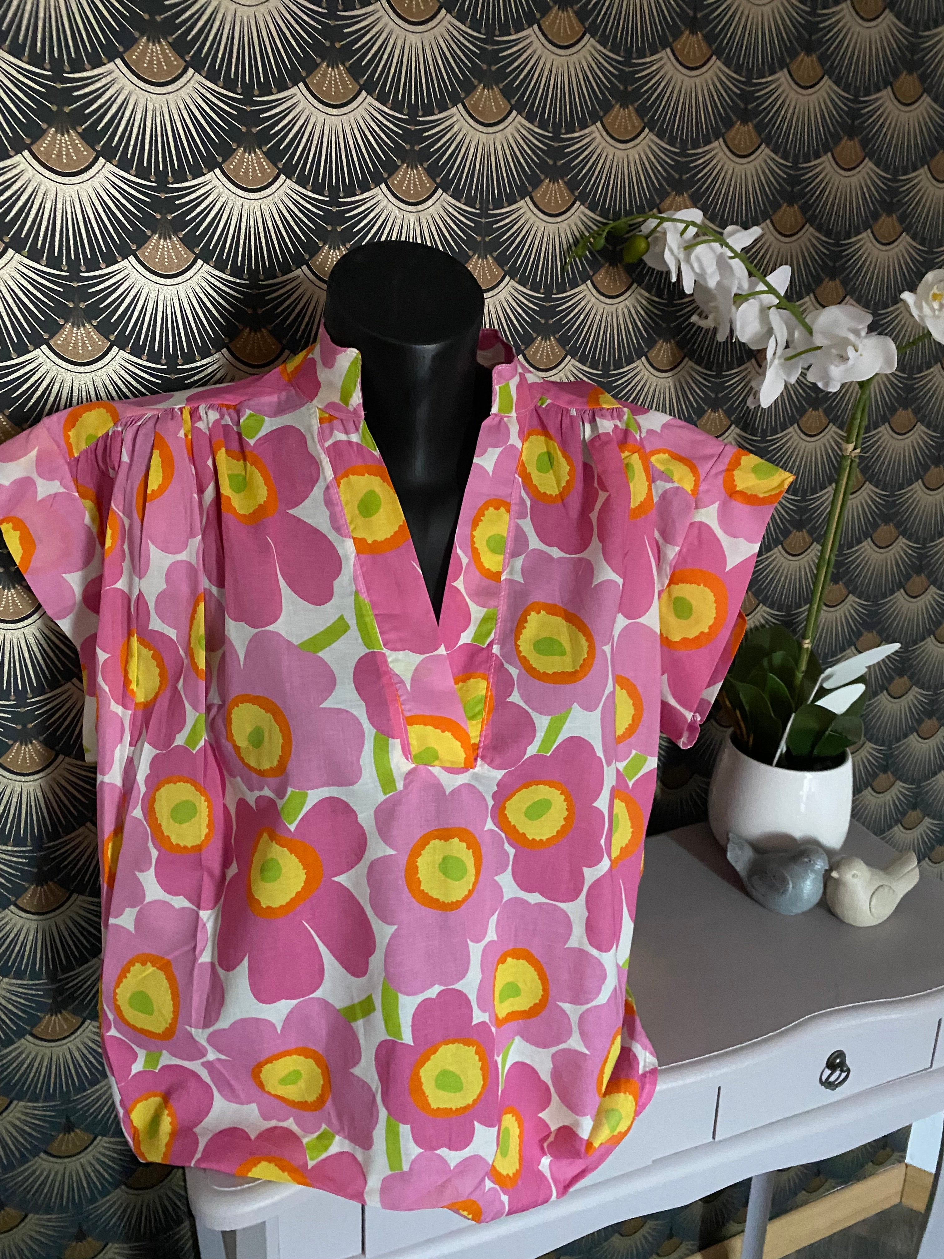 BLOUSE FLORAL JAUNE   TU 36/46