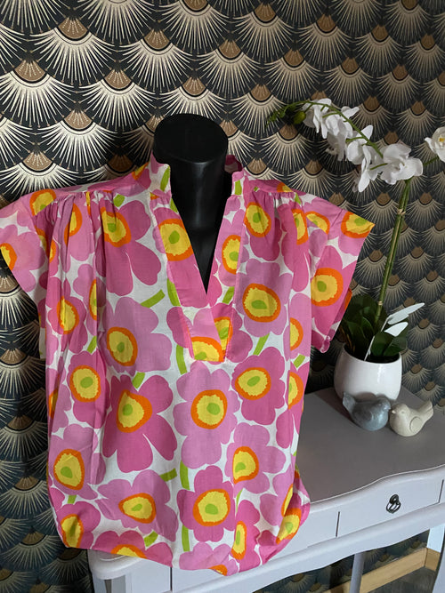 BLOUSE FLORAL JAUNE   TU 36/46
