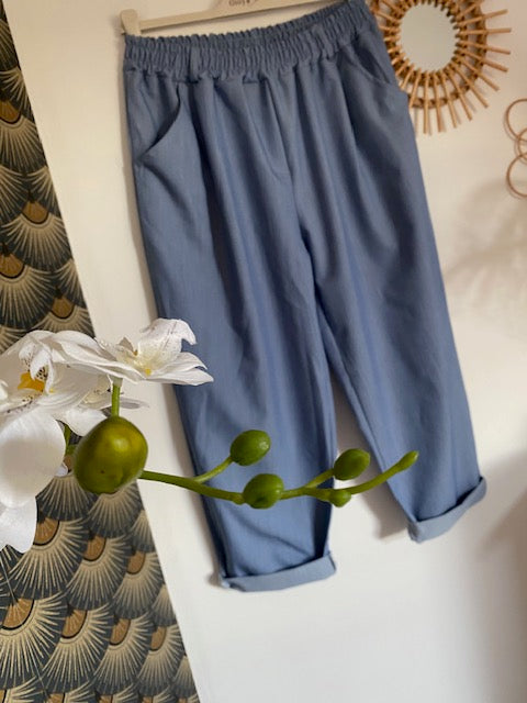 PANTALON AMANDA BLEU JEAN   TAILLE UNIQUE  40/44