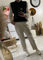 ENSEMBLE PULL ET BLOUSE BRODEE TU 34/40