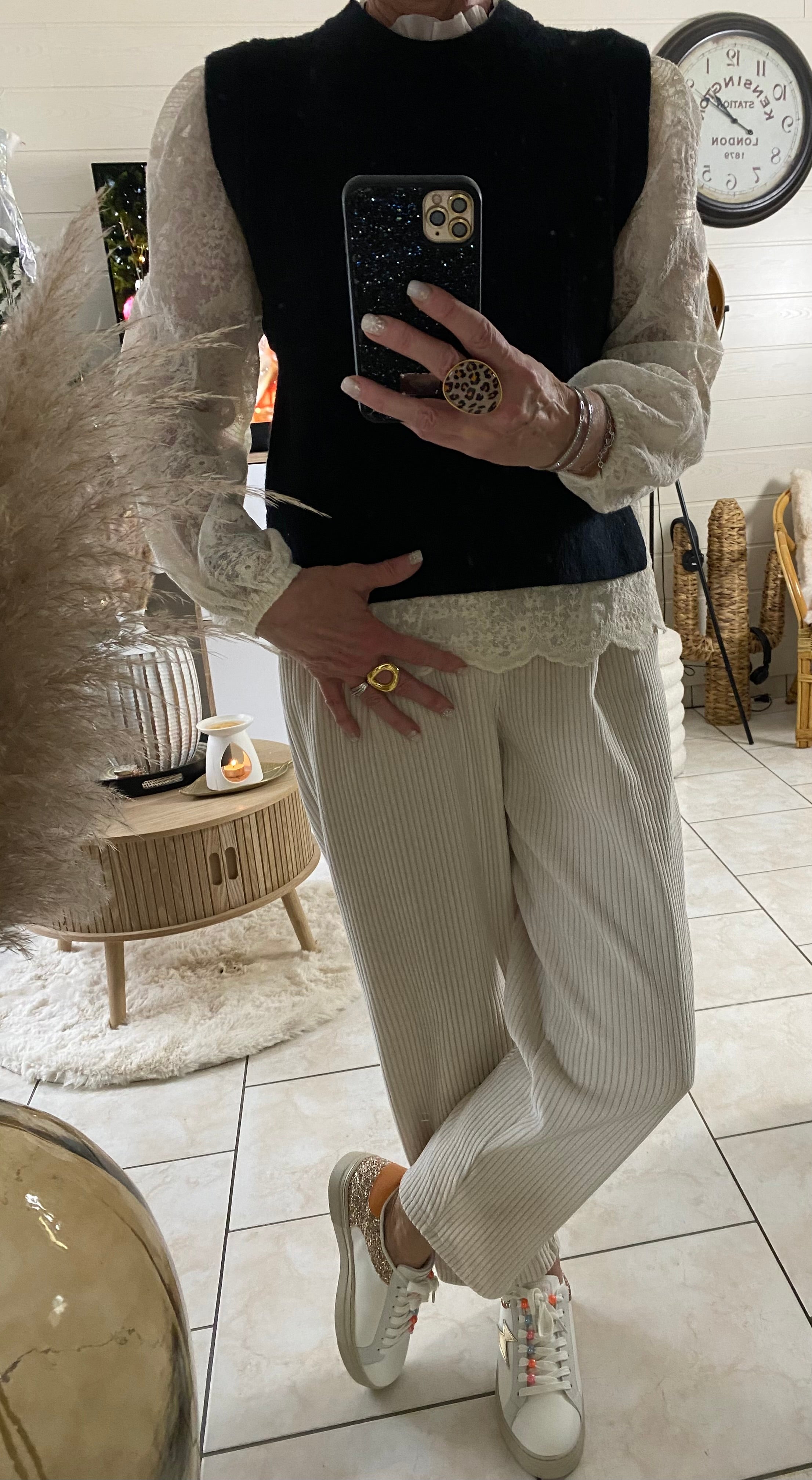 ENSEMBLE PULL ET BLOUSE BRODEE TU 34/40