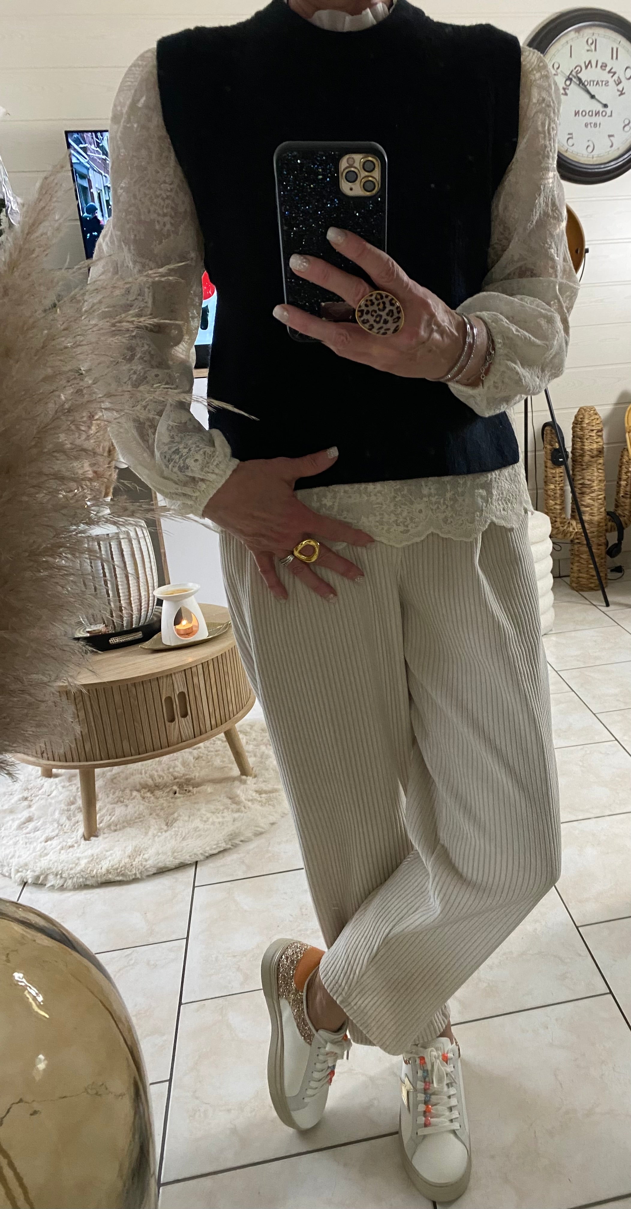 ENSEMBLE PULL ET BLOUSE BRODEE TU 34/40