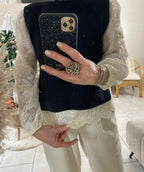 ENSEMBLE PULL ET BLOUSE BRODEE TU 34/40