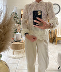ENSEMBLE PULL ET BLOUSE BRODEE TU 34/40