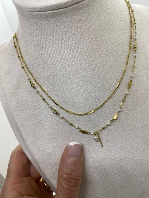 COLLIER DOUBLE RANGS  REGINA  PERLES D'EAU DOUCE