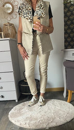 VESTE SANS MANCHE LEOPARD ECRU    36/42 petit 44