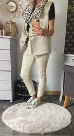 VESTE SANS MANCHE LEOPARD ECRU    36/42 petit 44