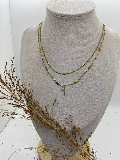 COLLIER DOUBLE RANGS  REGINA  PERLES D'EAU DOUCE