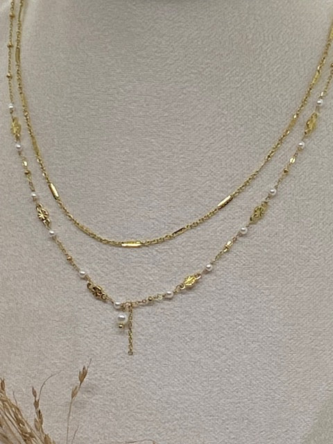 COLLIER DOUBLE RANGS  REGINA  PERLES D'EAU DOUCE