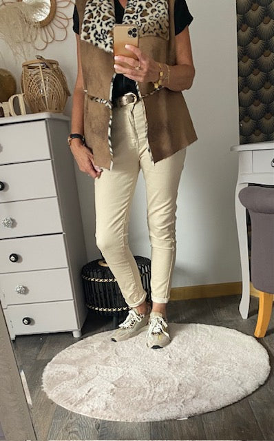 VESTE SANS MANCHE LEOPARD CAMEL   36/42 petit 44