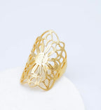 BAGUE DENTELLE ACIER INOXYDABLE DOREE