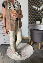 VESTE SANS MANCHE LEOPARD CAMEL   36/42 petit 44