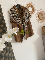 VESTE SANS MANCHE LEOPARD CAMEL   36/42 petit 44