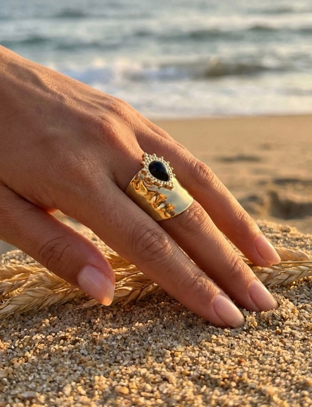 BAGUE GOUTTE NOIRE ACIER INOXYDABLE