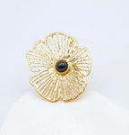 BAGUE FLEUR NOIRE   ACIER INOXYDABLE