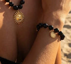 ENSEMBLE COLLIER , BRACELET ET BO  PERLES , ACIER INOXYDABLE