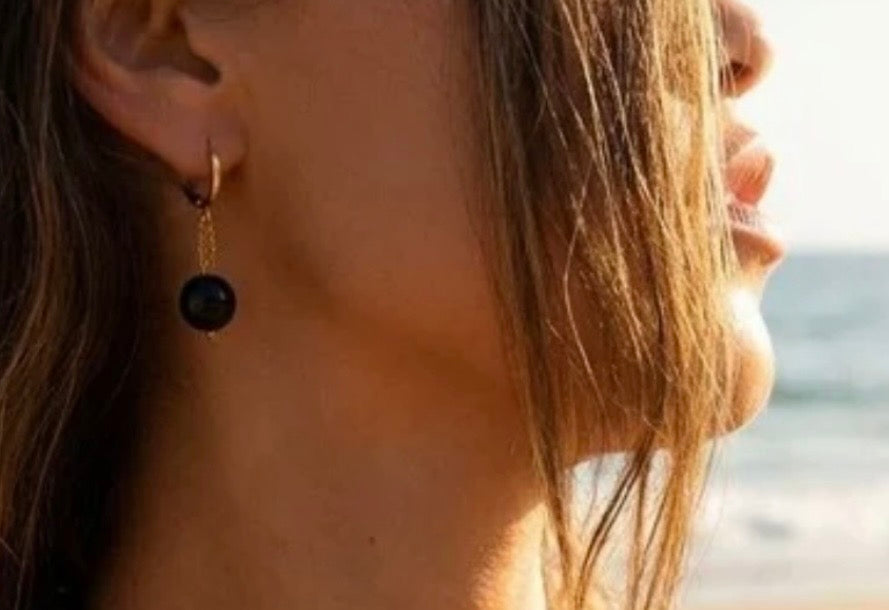 ENSEMBLE COLLIER , BRACELET ET BO  PERLES , ACIER INOXYDABLE